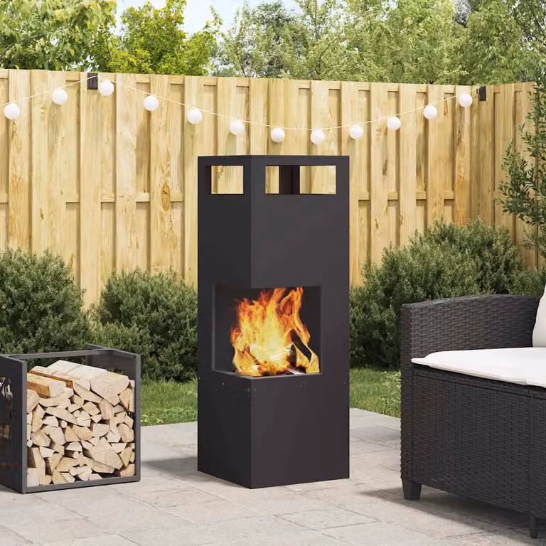 Chiminea vidaXL in acciaio nero resistente alle intemperie