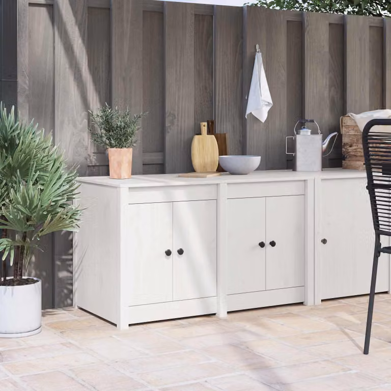 Mobile da cucina vidaXL in legno di pino bianco con ante a battente L/P/H: 106 x 55 x 64 cm