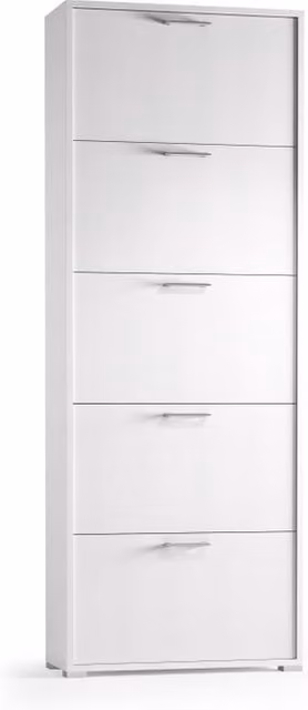 Scarpiera Terraneo con 5 ante a ribalta, bianco, L 67 x H 184 x P 18 cm