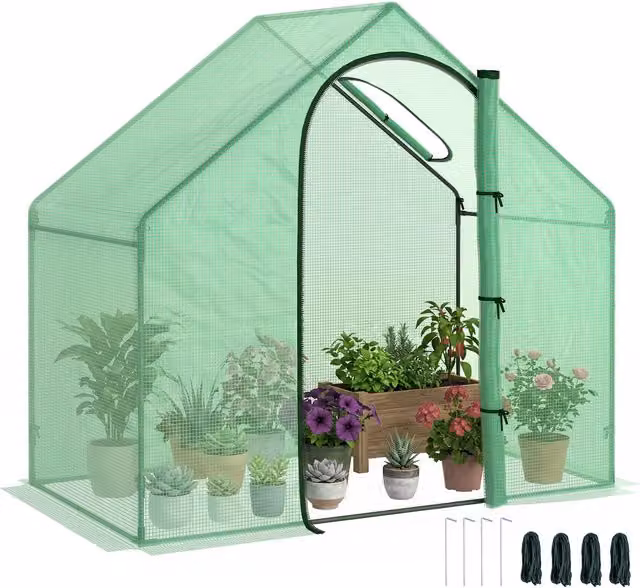 Outsunny Serra per Orto con Struttura in Acciaio e Copertura in PE Anti-Raggi UV, Verde, L 100 x P 100 x H 168 cm