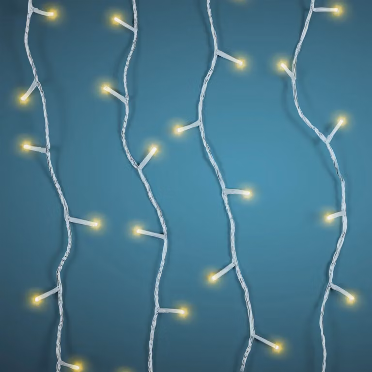 Dictrolux Catena Luminosa a LED con 160 Luci Bianco Caldo, Alimentazione a Batteria, Lunghezza: 16 m, Impermeabile IP44