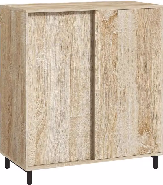 Scarpiera HOMCOM a 4 Livelli con Ante Scorrevoli e Ripiani Regolabili in Truciolato e Acciaio, Colore Legno, L 80 x P 40 x H 93 cm