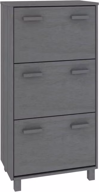 Scarpiera moderna in legno di pino e MDF grigio opaco per ingresso e soggiorno L: 59,5 cm, P: 35 cm, H: 117 cm
