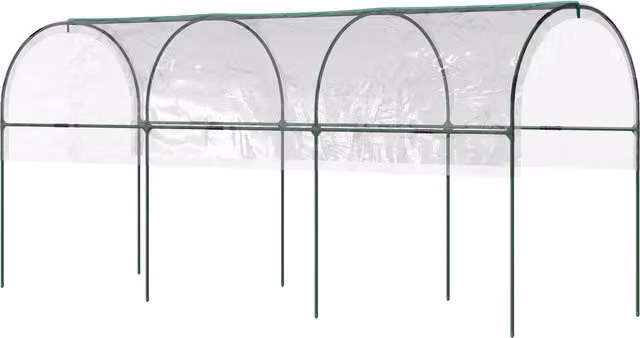 Serra da giardino Outsunny con 4 archi in acciaio e copertura in PVC verde, L: 4 m, P: 1,23 m, H: 1,71 m