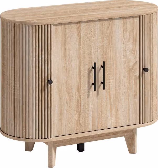 Credenza per soggiorno HOMCOM in rovere con 4 ante e ripiani regolabili, L 90 x P 40 x H 76 cm