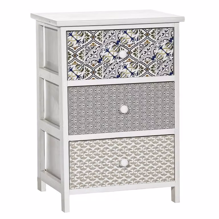 Cassettiera Multiuso VESTIAMO CASA Linea Woodhandy con 3 Cassetti, Colore Bianco, H 58 cm x L 40 cm x P 29 cm
