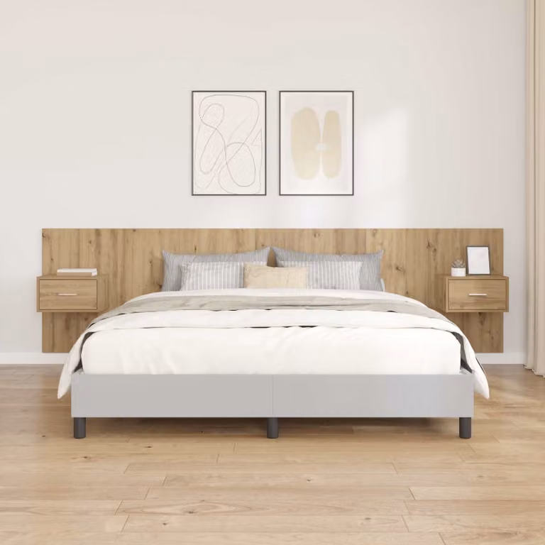 Set di 3 pezzi Testata con Comodini e Mensole vidaXL in Legno Rovere Marrone per Camera da Letto Moderna