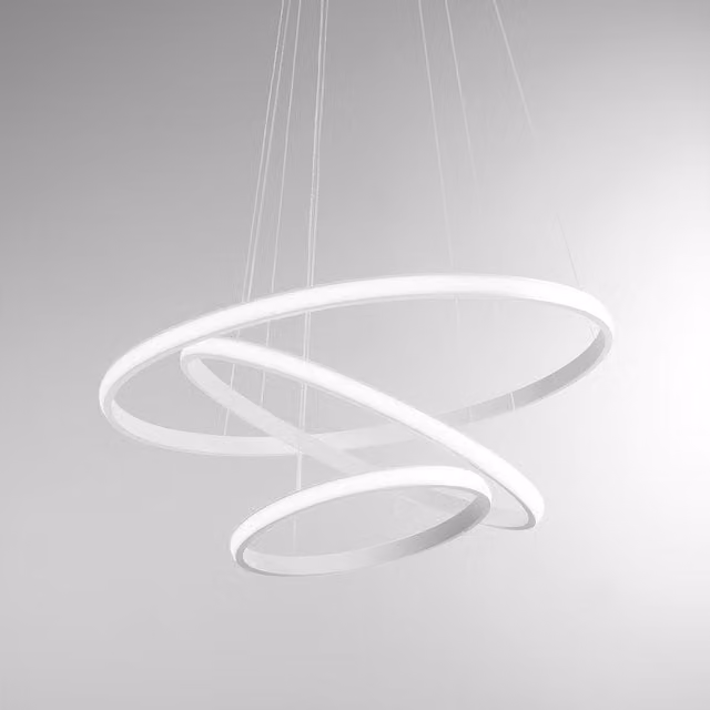 Lampada a sospensione Gealuce IOLE S/1 in alluminio bianco con tecnologia LED da 28W, 1530 lumen e luce calda 3000K, dimmerabile