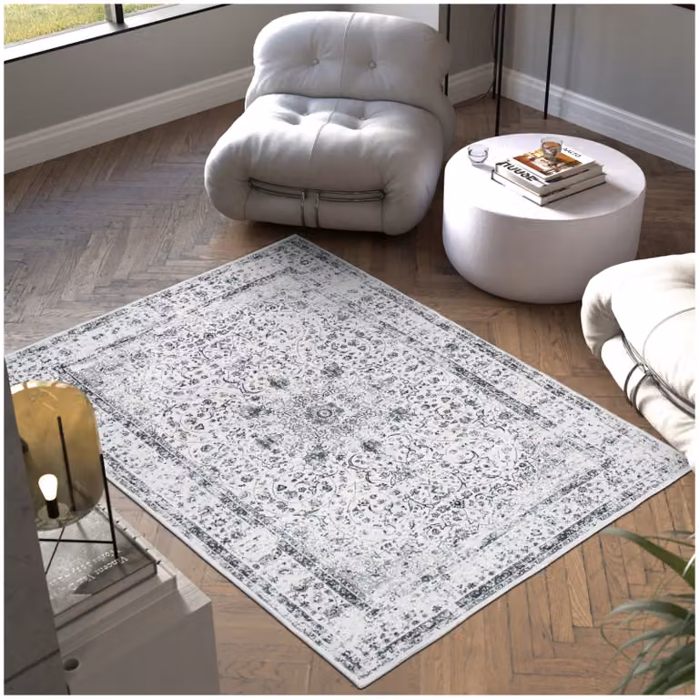 Tappeto design vintage Aliya tectake stile orientale in poliestere grigio L: 230 cm, P: 160 cm