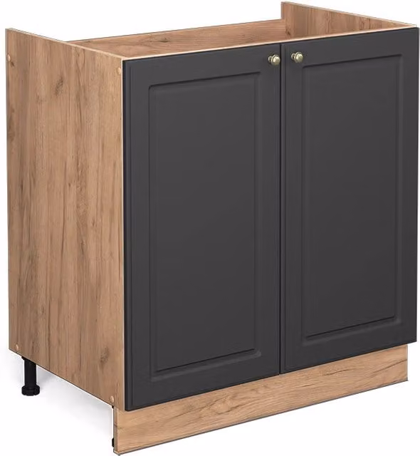 Mobile lavello cucina Fame-Line Vicco Antracite e Rovere dorato, L: 80 cm
