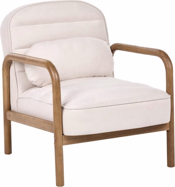 Poltrona Beliani in tessuto beige con struttura in legno in stile Mid-Century Modern L: 81 cm, P: 78 cm, H: 67 cm