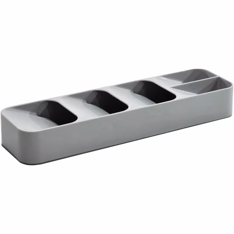 Gusto Casa Portaposate in plastica con 5 scomparti, Grigio, H 5,5 x L 39,6 x P 11 cm