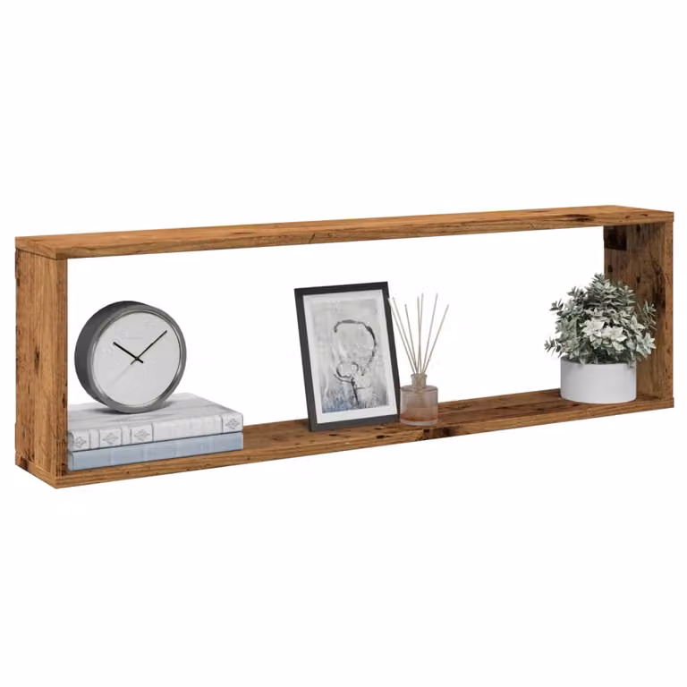 Set di 2 mensole a cubo vidaXL in legno marrone per parete, design moderno, L 100 cm x P 30 cm x H 15 cm