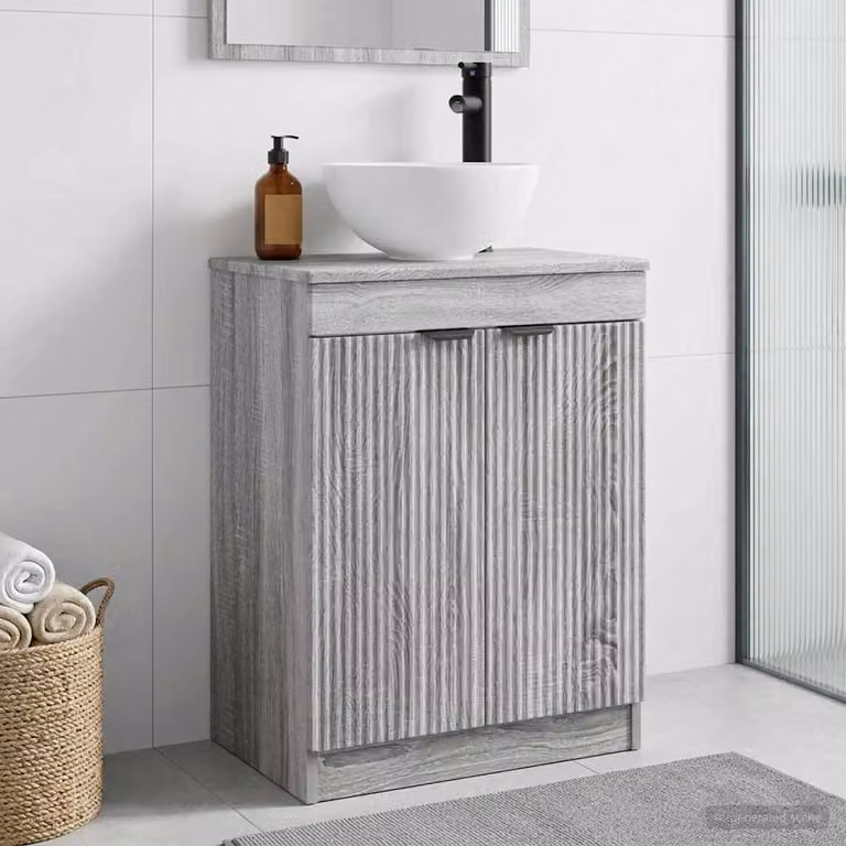 Mobile da bagno con lavabo vidaXL in stile moderno, colore grigio Sonoma, L: 54 cm, P: 35 cm, H: 83 cm