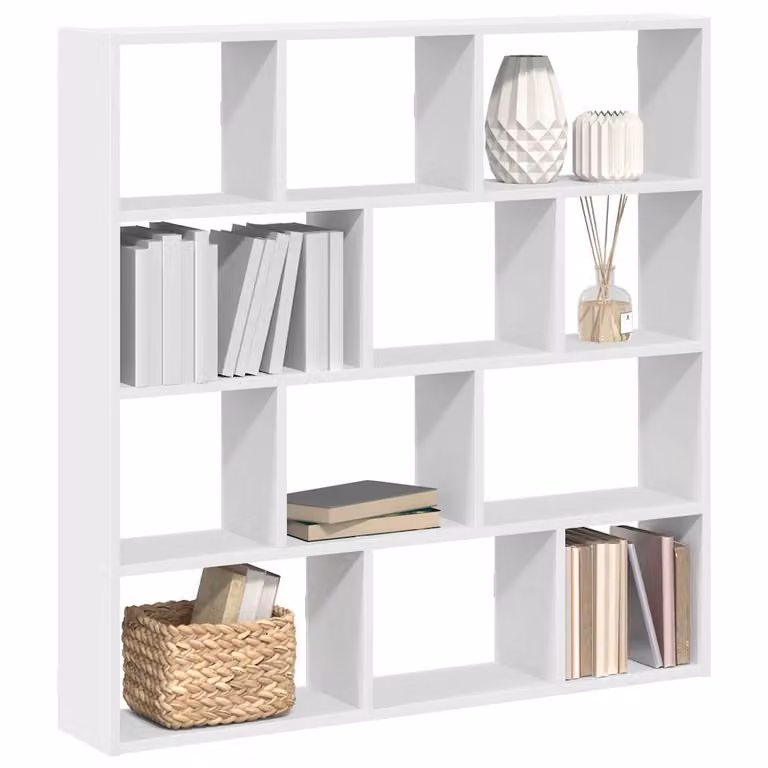 vidaXL Mensola a Cubo da Parete con 12 Scomparti Bianca in Legno e MDF