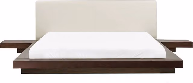 Letto ad acqua BELIANI in stile giapponese in frassino scuro con testata in MDF impiallacciato e ecopelle L/P/H: 229 x 160 x 350 cm