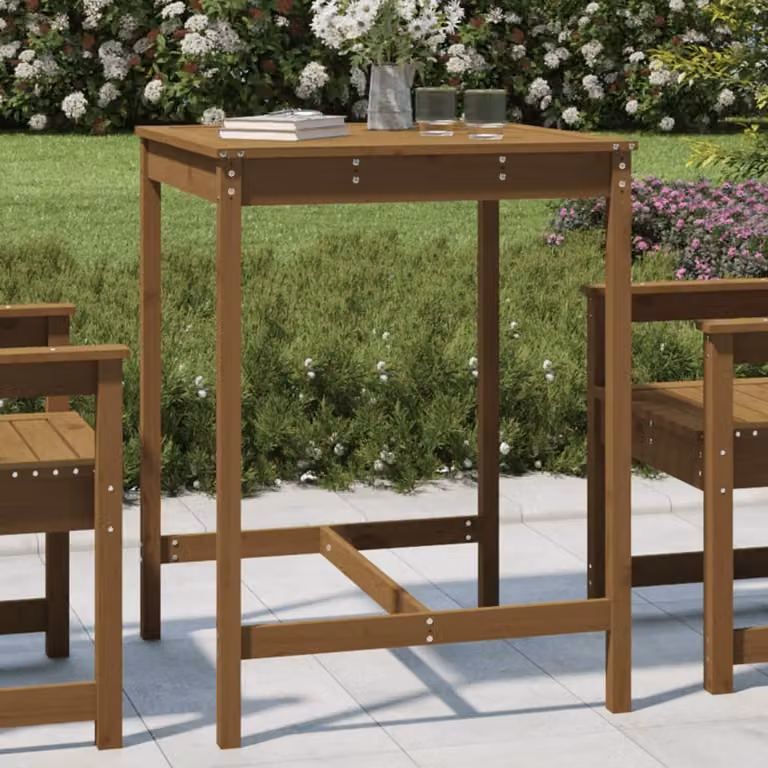 vidaXL Tavolo da Giardino Quadrato in Legno di Pino Massello, Colore Marrone, L/P/H: 82,5 x 82,5 x 110 cm