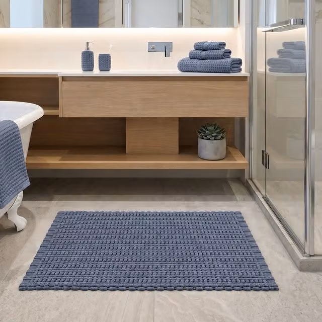 Tappeto da bagno in ciniglia KASANOVA blu L: 50 cm, P: 80 cm