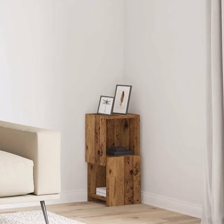 Mobile angolare vidaXL in legno ingegnerizzato color legno vecchio, L 25,5 cm x P 25 cm x H 55 cm