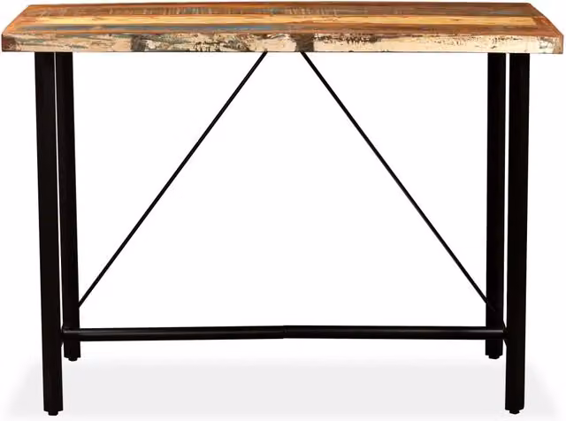 Tavolino da Bar Industriale vidaXL in Legno Massello di Teak, Mango e Acacia, Marrone, L: 150 cm, P: 70 cm, H: 107 cm