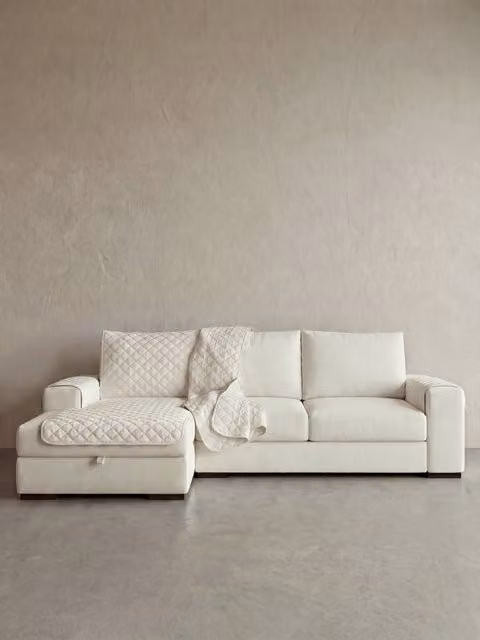 Fodera per divano chaise longue Tease Kenay Home, colore avorio, larghezza: 240 cm