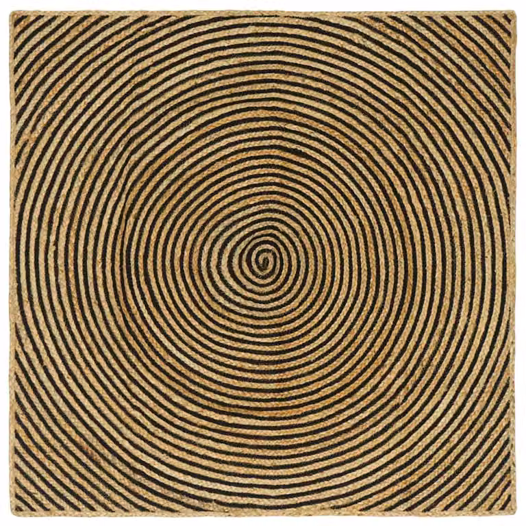 Tappeto rotondo in juta vidaXL Nero 160 x 160 cm