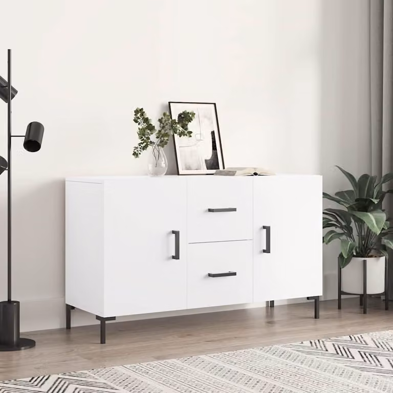 Credenza moderna vidaXL bianca in legno e metallo L: 100 cm, P: 36 cm, H: 60 cm