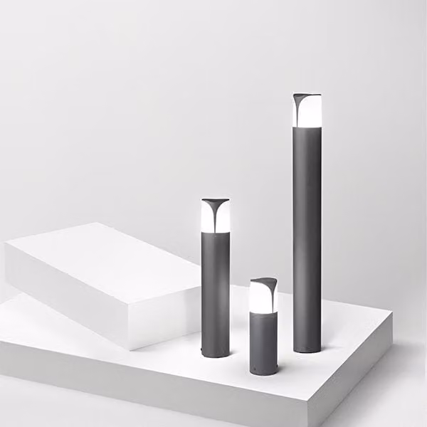 Gea Lillibet Palo Outdoor, Lampada da giardino a colonna in metallo e plastica, Bianco e Grigio, IP44, LED E27