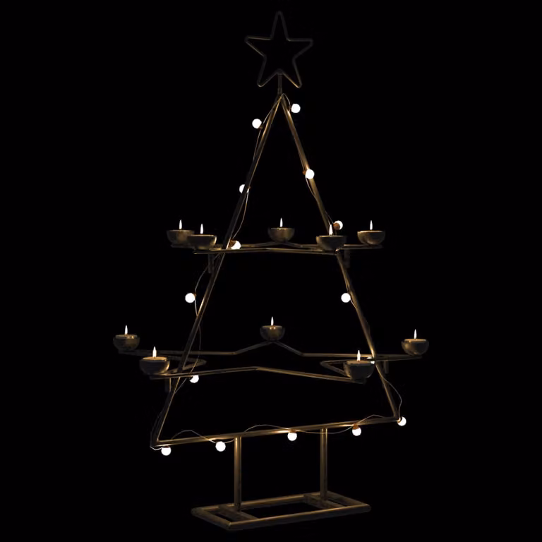 Albero di Natale decorativo moderno vidaXL in metallo nero, Altezza: 75 cm