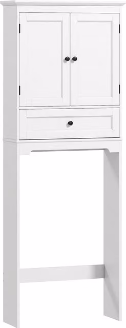Mobile sopra WC HOMCOM bianco con 2 ante, cassetto e ripiano regolabile