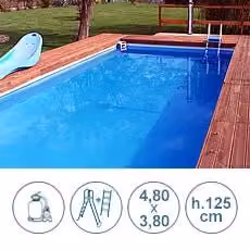 Piscina fuori terra rettangolare LAGUNA BASIC PISCINE ITALIA blu in acciaio zincato L: 480 cm, P: 380 cm, H: 125 cm