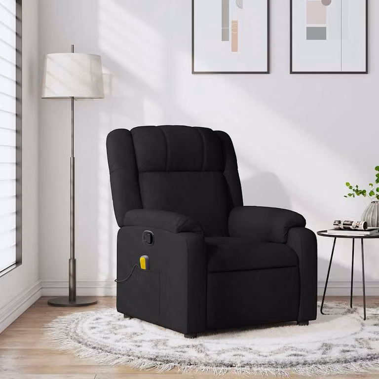 Poltrona relax reclinabile vidaXL in tessuto nero con braccioli e regolazione manuale