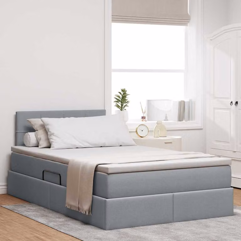Letto con contenitore e materasso vidaXL Grigio chiaro e Bianco L/P/H: 200 x 120 x 28 cm