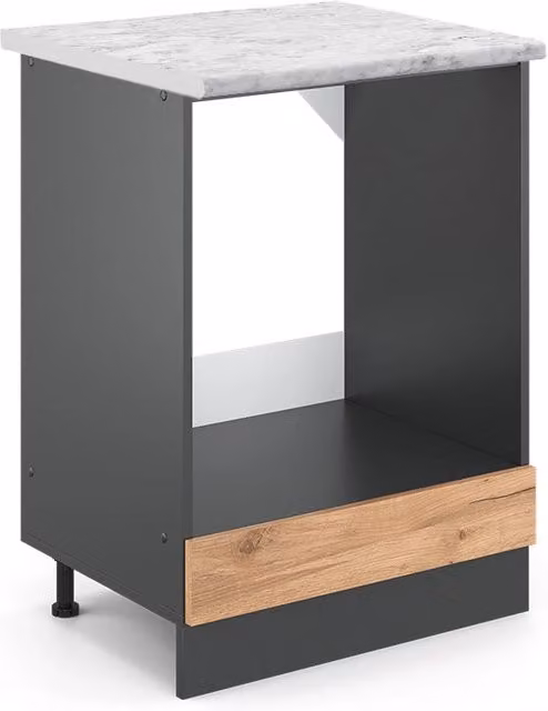 Mobile per forno da incasso Vicco R-Line Rovere dorato e Antracite con piano in Marmo, Larghezza: 60 cm, Altezza: 81,6 cm