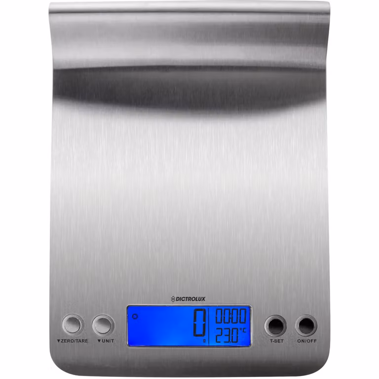 Bilancia digitale da cucina Dictrolux in acciaio inox color argento con display digitale e funzione salvaspazio, portata 5 kg