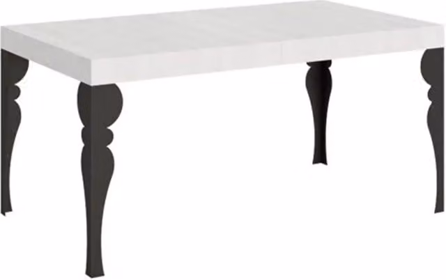 Tavolo rettangolare allungabile Itamoby in finitura bianco frassino con gambe in metallo antracite L: 160-264 cm, P: 90 cm