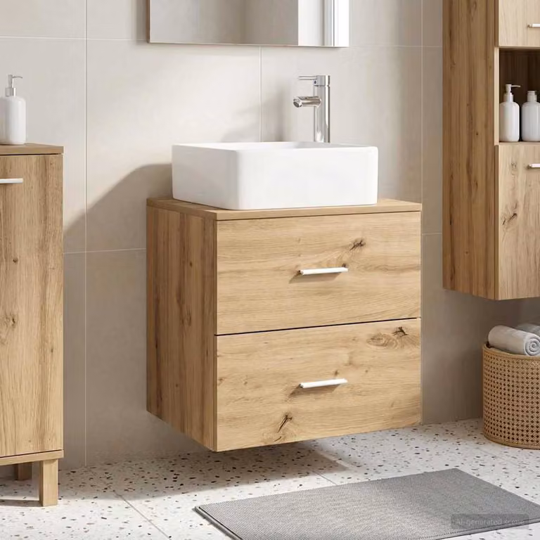 Mobile Lavabo da Parete vidaXL in Rovere Marrone con Cassetti e Ante, Design Moderno, L 49,5 cm x P 41 cm x H 63 cm