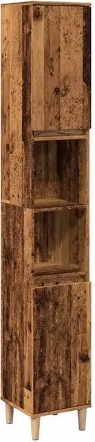 Mobiletto da bagno HELLOSHOP26 in legno composito marrone con ante a battente e ripiani interni, design minimalista, L: 30 cm, P: 30 cm, H: 190 cm