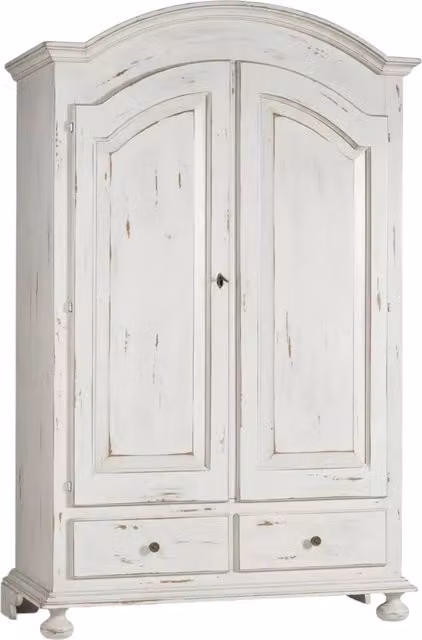 Armadio Shabby Chic a 2 Ante con Cassetti Interni Mobili 2G Bianco L: 125 cm, P: 61 cm, H: 200 cm