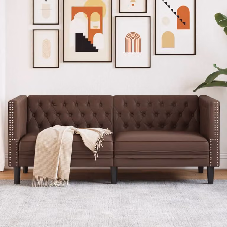 vidaXL Divano Chesterfield a 2 Posti in Similpelle Marrone L: 174 cm, P: 74,5 cm, H: 70,5 cm