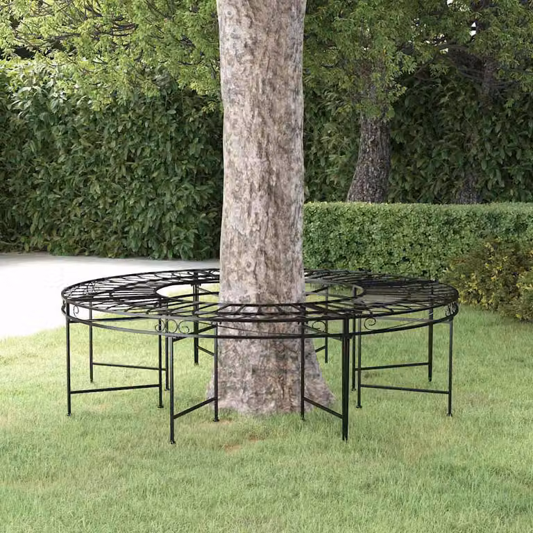 Panchina circolare per albero vidaXL in acciaio nero opaco Ø 160 cm