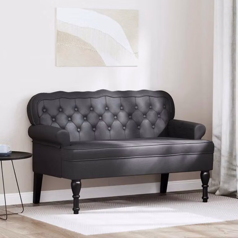 Panca Chesterfield vidaXL in pelle sintetica nera L: 119,5 cm, P: 64,5 cm, H: 75 cm