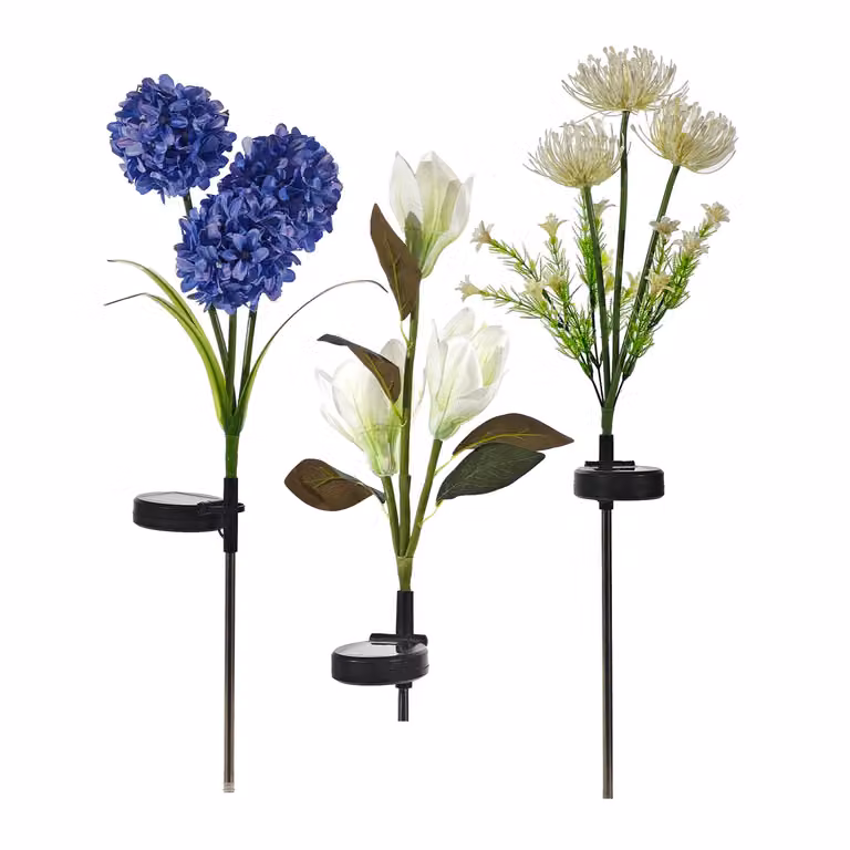 Dictrolux Lampada Solare LED a Fiori per Giardino, Luce Calda Multicolore, Altezza: 70 cm