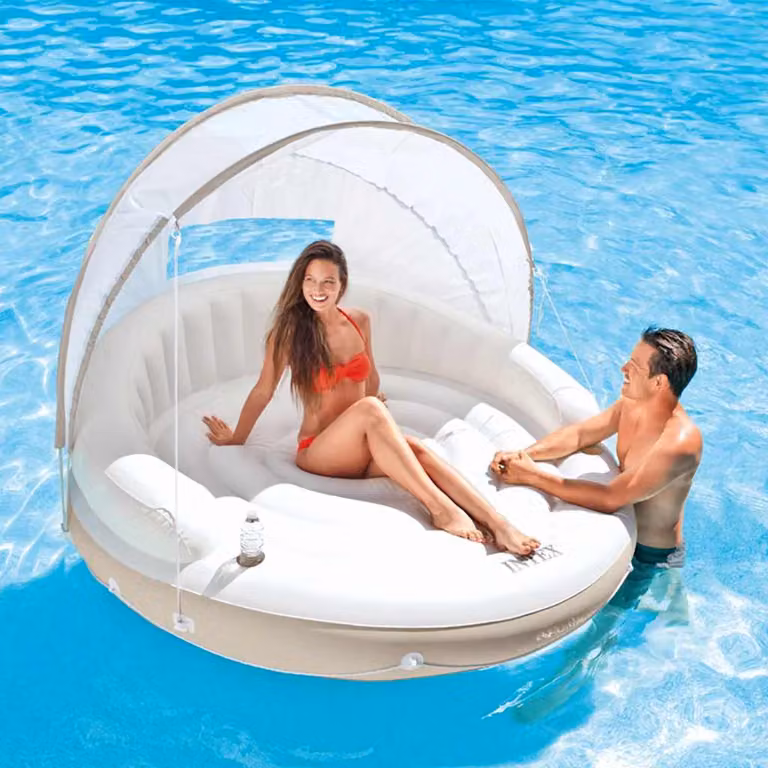 Lettino Galleggiante con Baldacchino Intex Bianco 199x150 cm