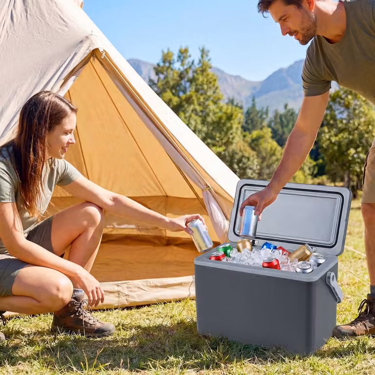 Ghiacciaia isolata portatile Costway da 12 l con impugnatura e tenuta stagna, colore grigio