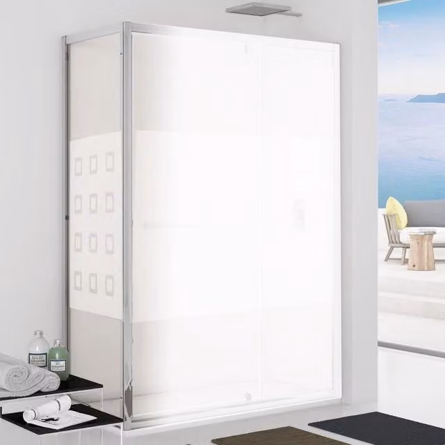 Parete fissa Aquasanit New Plus in vetro serigrafato bianco, H 195 cm, L: 67-69 cm, spessore 6 mm