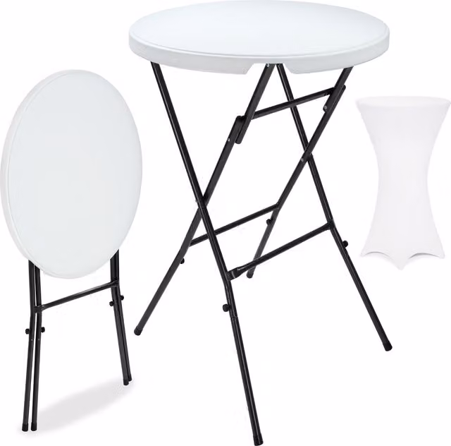Tavolo da bar rotondo Casaria in acciaio verniciato bianco con copri tavolo incluso Ø72 cm