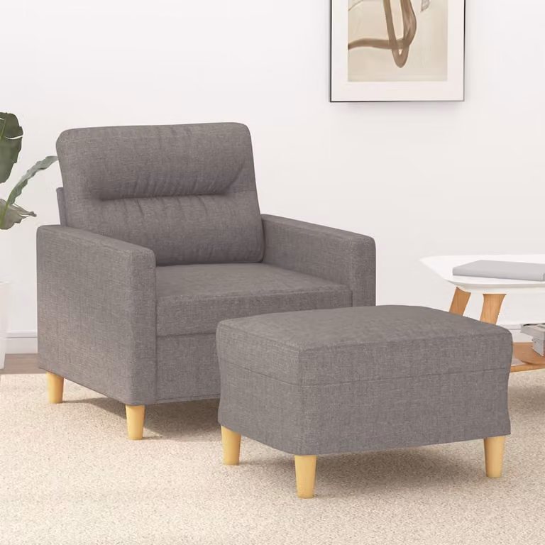 Poltrona relax con poggiapiedi vidaXL in tessuto beige e grigio con braccioli e struttura moderna