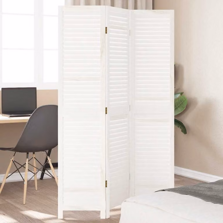 Divisorio Ambienti vidaXL 3 Pannelli Bianco Retrò in Legno e Metallo H: 180 cm, L: 105 cm