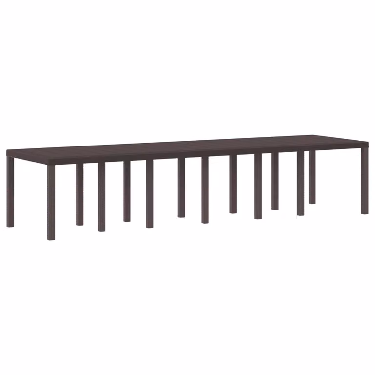 Tavolo da giardino rettangolare vidaXL in polyrattan marrone L: 350 cm, P: 100 cm, H: 74 cm